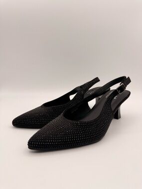 Seychelles Black Pointed Toe Slingback Kitten Heel Pumps Women’s Size 8